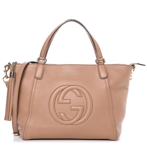 GUCCI Pebbled Calfskin Small Soho Top Handle Bag Bright 